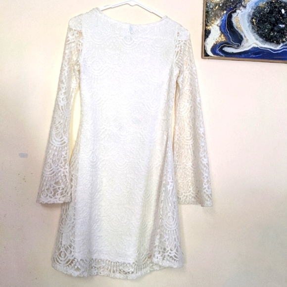 White Lace Bell Sleeve Dress Sz 4 (Divided / H&M) - Picture 5 of 5